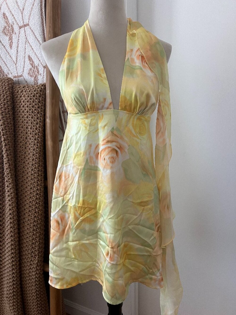 NWT For Love & Lemons Carla Mini Dress Yellow Rose Size XS — $198 Retail